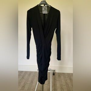 Young Fabulous & Broke Black Long Sleeve Dress with deep V